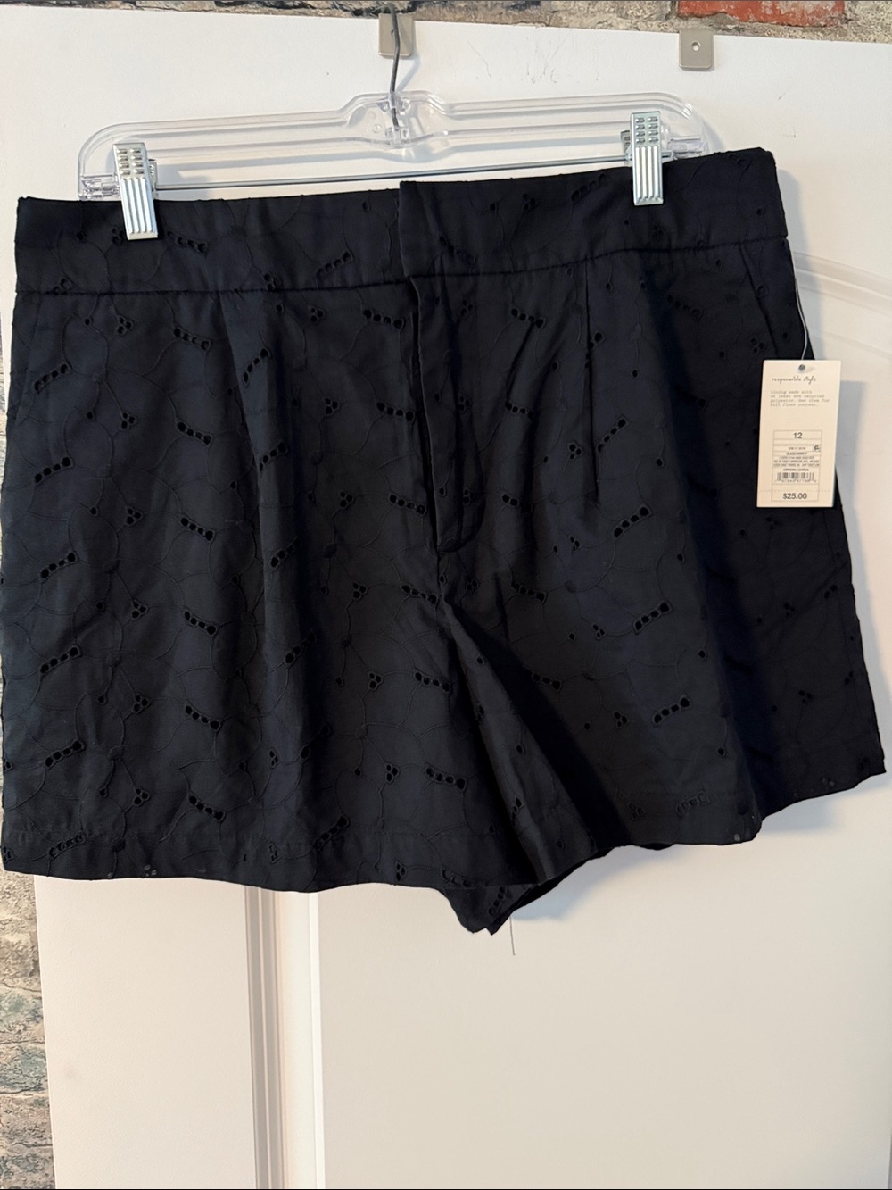 a new day Black High-Waist Eyelet Shorts